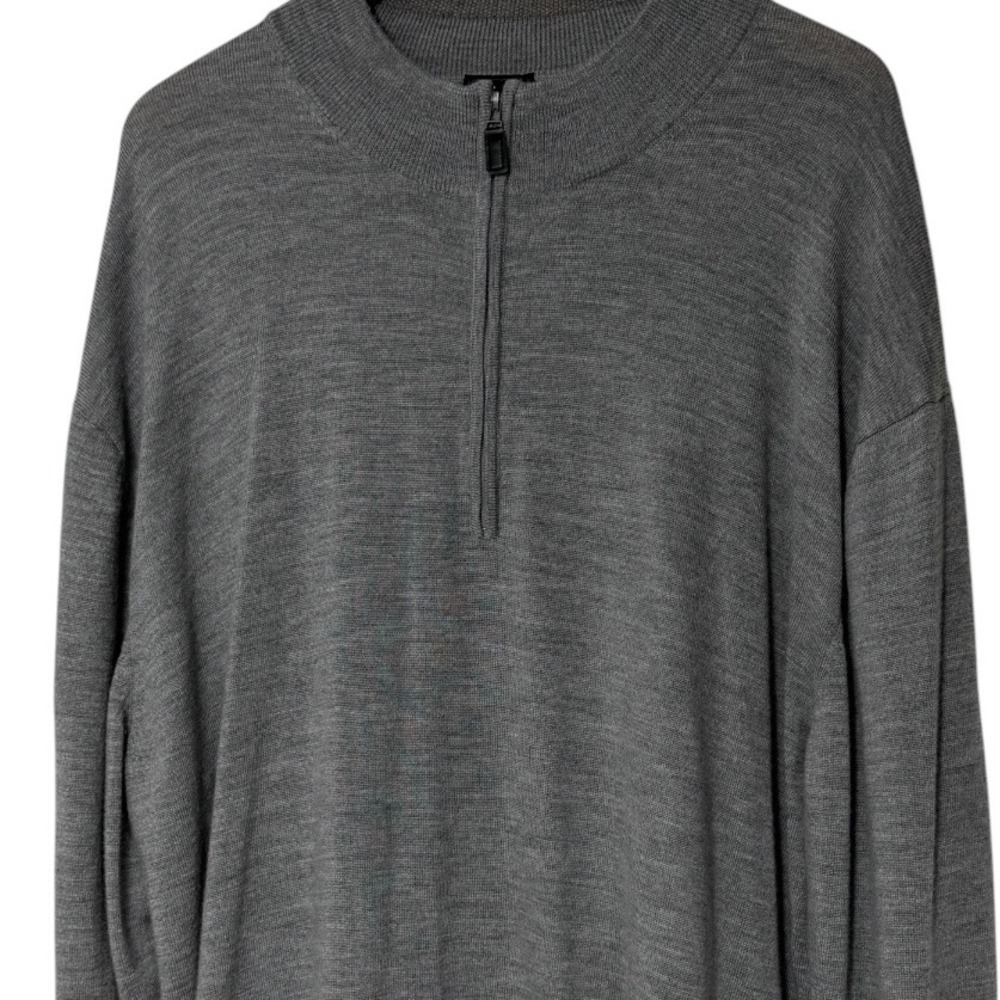 Jos. A. Bank Traveler Mens 3X Gray 100% Merino Wool Quarter Zip Sweater